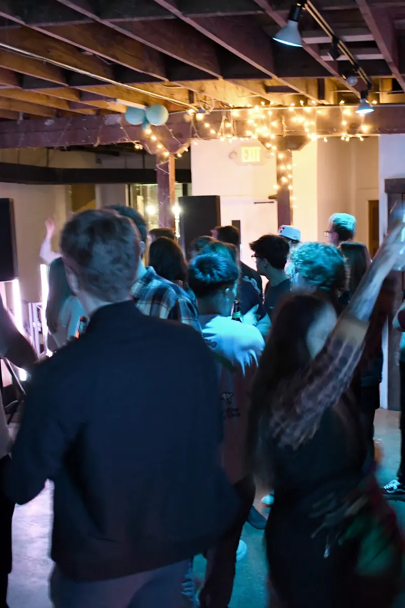 Dancing in the blue-lit warehouse